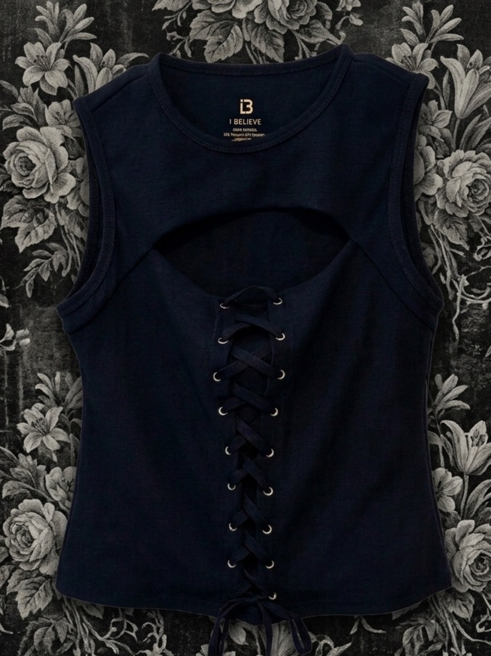 Black Lace-Up tank